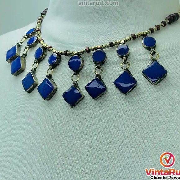 Coral Stone Beaded Choker with Ring and Earrings - Picture 3 of 7